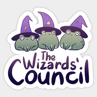 The wizards council cute three frogs wearing wizard hats Sticker